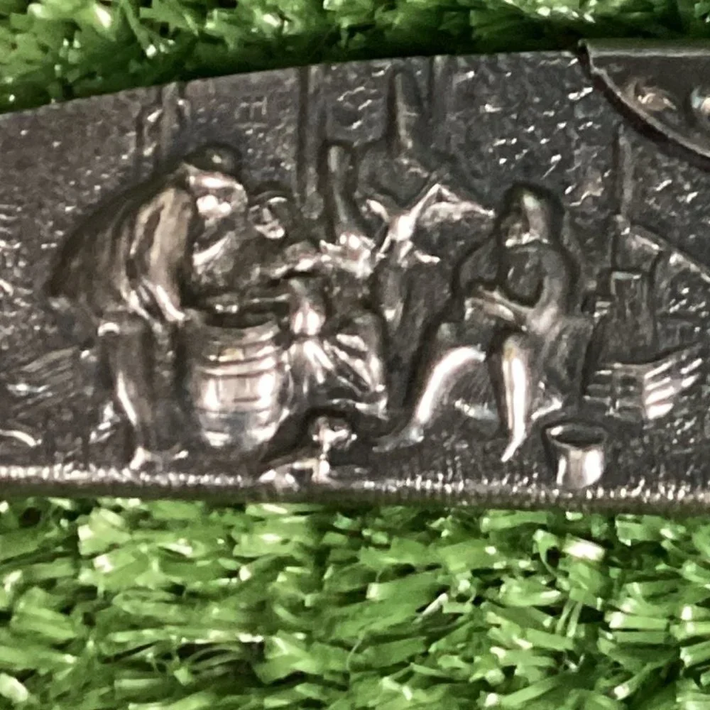 Antique Denmark Silverplate Compact Comb w/ Shell Case